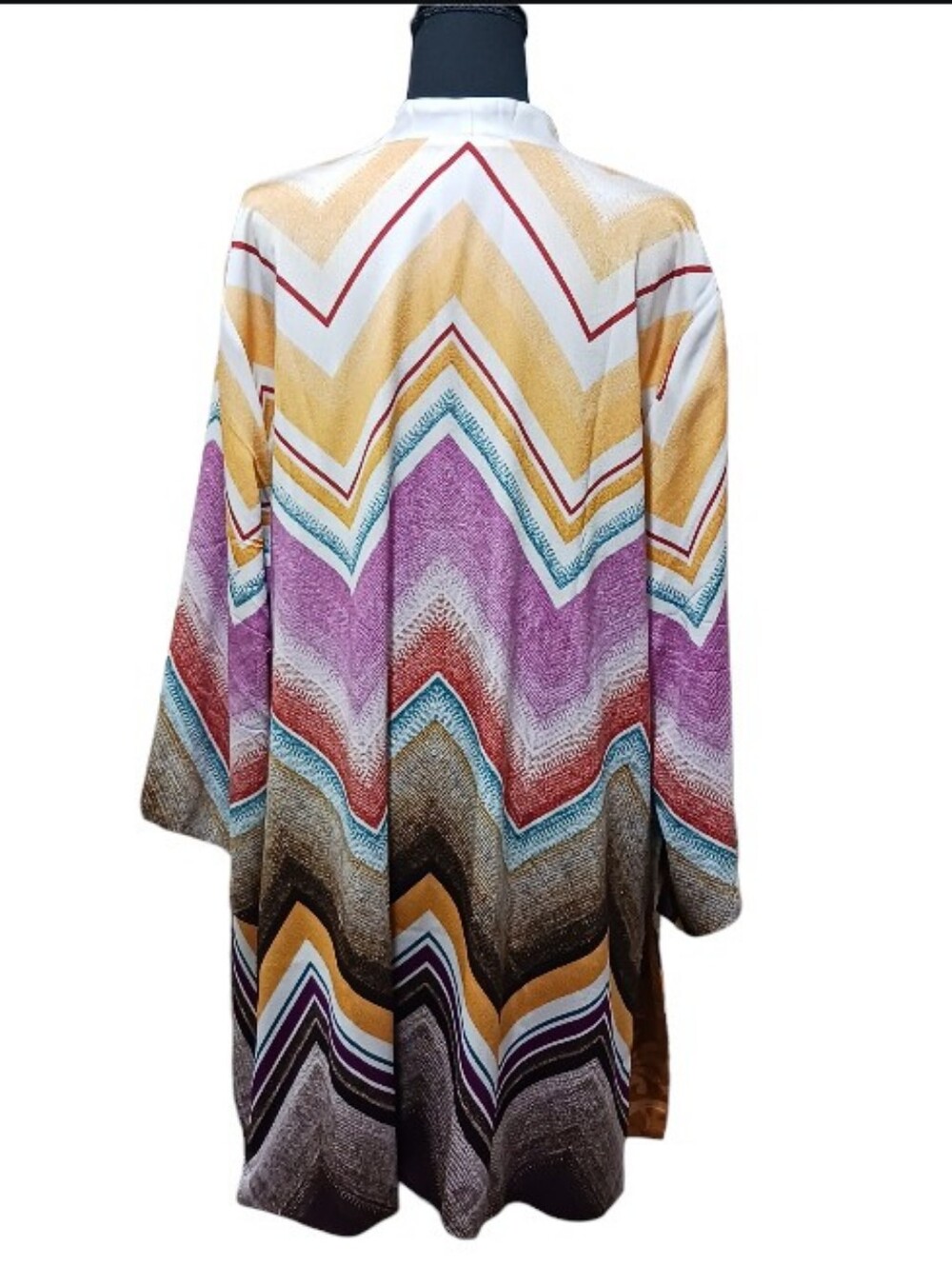 Chicos Reversible Kimono Duster Chevron Floral - Picture 4 of 11